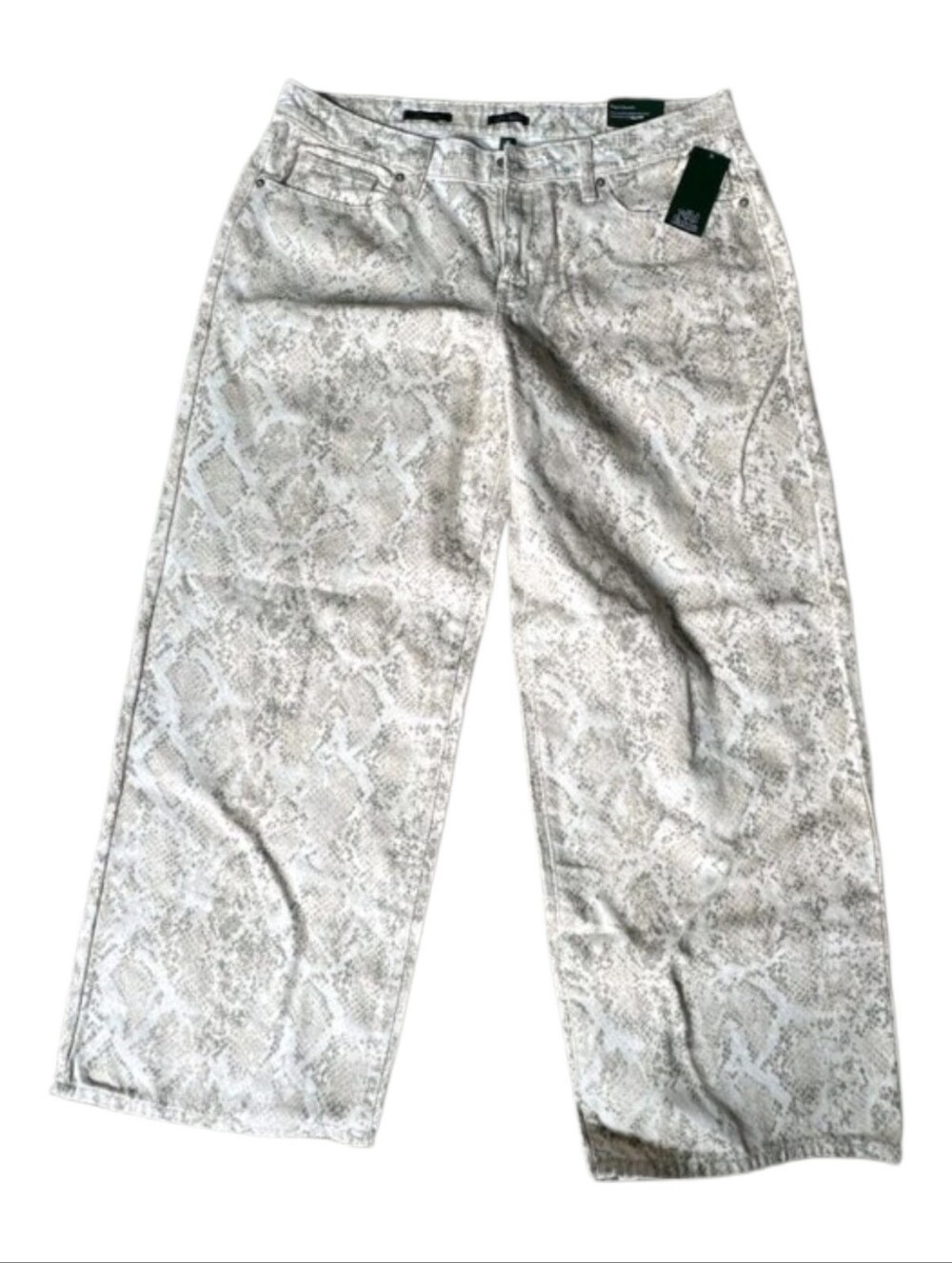 Wild Fable Beige Cream Snake Skin Patterned Jeans Low-Rise Baggy Fit Size 4